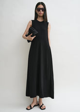 Woven stripe dress black petite