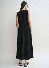 Woven stripe dress black petite