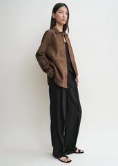 Soft suede shirt tobacco