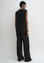 Woven stripe top black