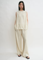 Woven stripe top ecru