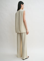 Woven stripe top ecru