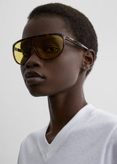 Shield aviator sunglasses dark havana