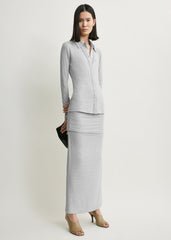 Fitted jersey shirt pale grey mélange