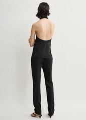 Twisted jersey halter top black