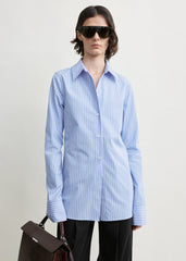 Striped poplin shirt blue/white