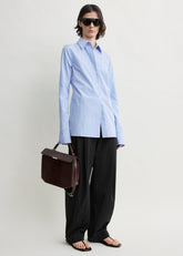 Striped poplin shirt blue/white