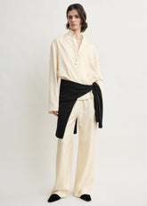 Monogram silk pj top cream