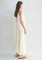 Scoop-neck sablé dress macadamia petite