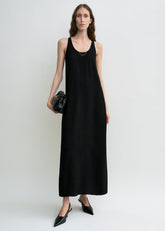 Scoop-neck sablé dress black petite