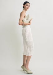 T-lock grained-leather clutch milk