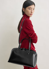 Medium box-leather day tote black