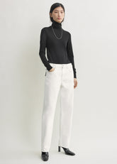 Low straight denim white
