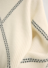 Argyle-stitch cashmere sweater ecru/black