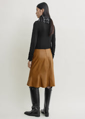 Fluted leather skirt copper