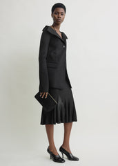 Threefold croco-embossed clutch black