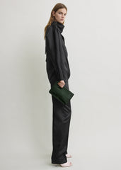 Threefold croco-embossed clutch dark green