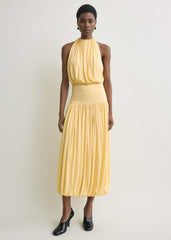 Soft gathered dress champagne