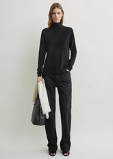 High-neck jersey top black