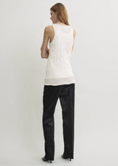 Crinkled knit tank white