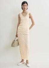 Crinkled knit tank pale apricot