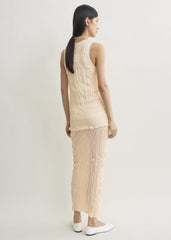 Crinkled knit tank pale apricot