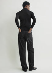 Fitted polo cardigan black