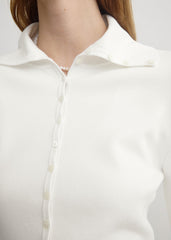 Fitted polo cardigan off-white