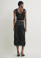 Cropped satin camisole black