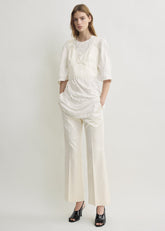 Cropped satin camisole off-white
