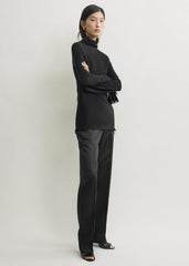 Frayed-edge slim top black