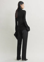 Frayed-edge slim top black