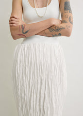 Crinkled linen skirt white