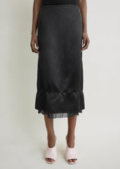 Layered satin skirt black