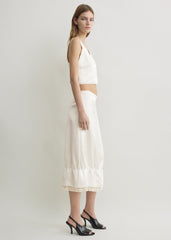 Layered satin skirt white