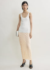Crinkled knit skirt pale apricot