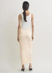 Crinkled knit skirt pale apricot