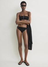 Ribbed strapless bikini top black