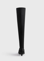 Satin knee-high boots black