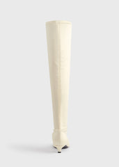 Satin knee-high boots milk
