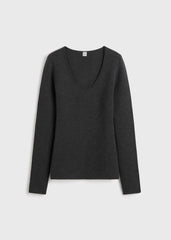 Compact knit top charcoal
