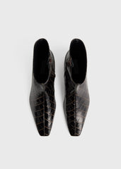 Zipped croco-embossed chelsea boots dark brown