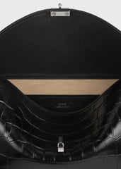 T-lock croco-embossed clutch black