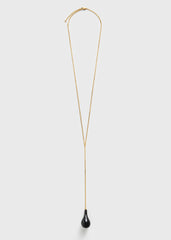 Large onyx drop necklace black/gold
