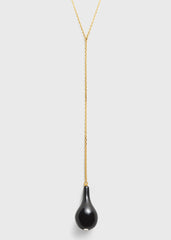 Large onyx drop necklace black/gold
