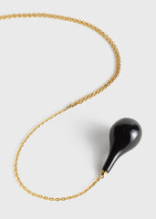 Large onyx drop necklace black/gold