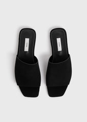 Velour-leather bandeau slides black