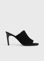 Velour-leather bandeau mules black