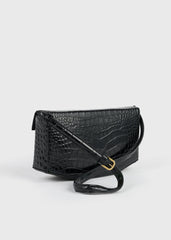Clip croco-embossed clutch black