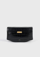 Clip croco-embossed clutch black